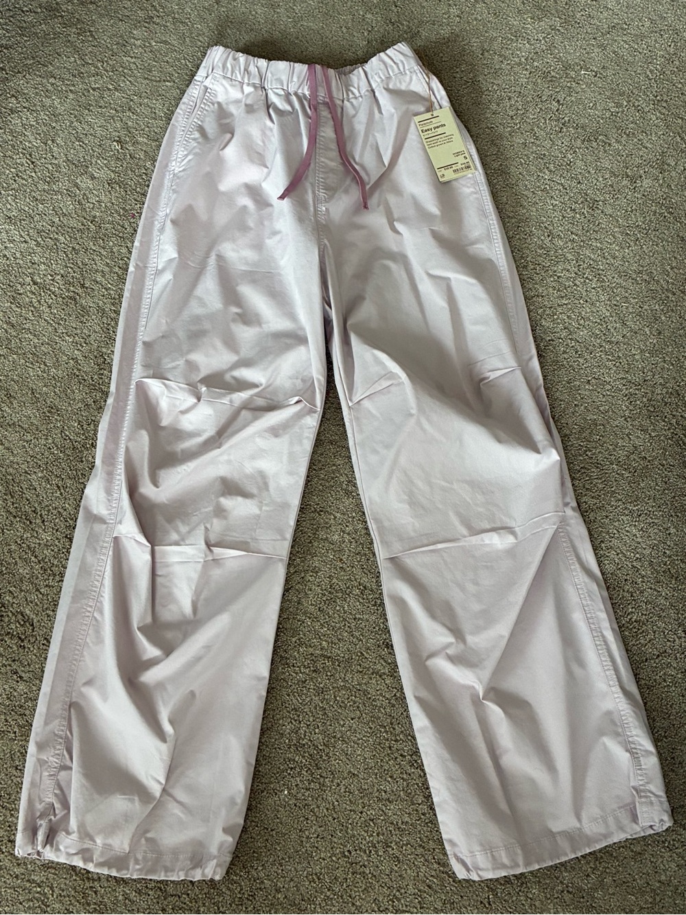 MUJI Parachute Women’s Wide-Leg Drawstring Pants -Light Pink